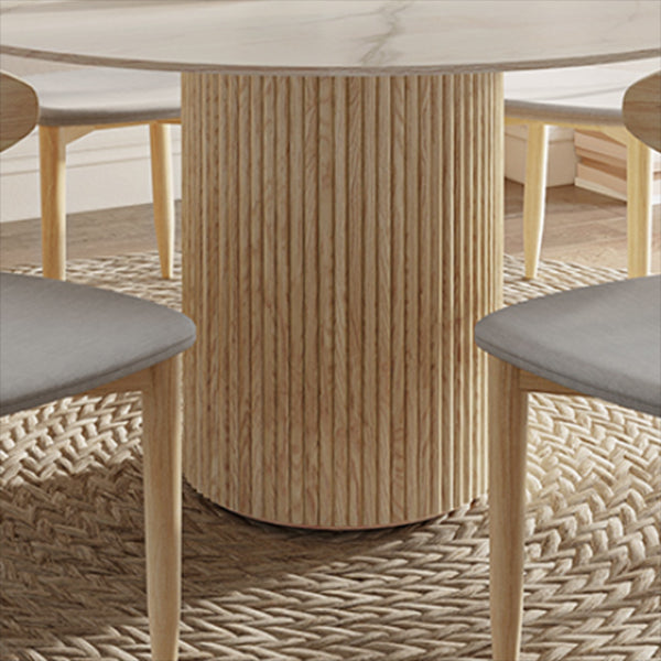 Round Dining Table Contemporary Dining Table with Solid Wood Pedestal