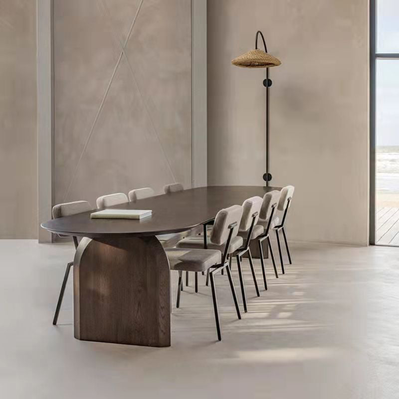 Oval Dining Table Pine Solid Wood Dining Table with Double Pedestal