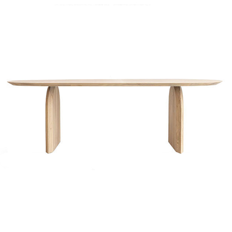 Oval Dining Table Pine Solid Wood Dining Table with Double Pedestal