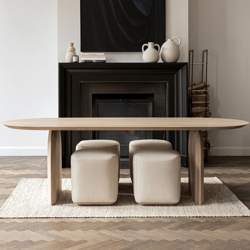Oval Dining Table Pine Solid Wood Dining Table with Double Pedestal