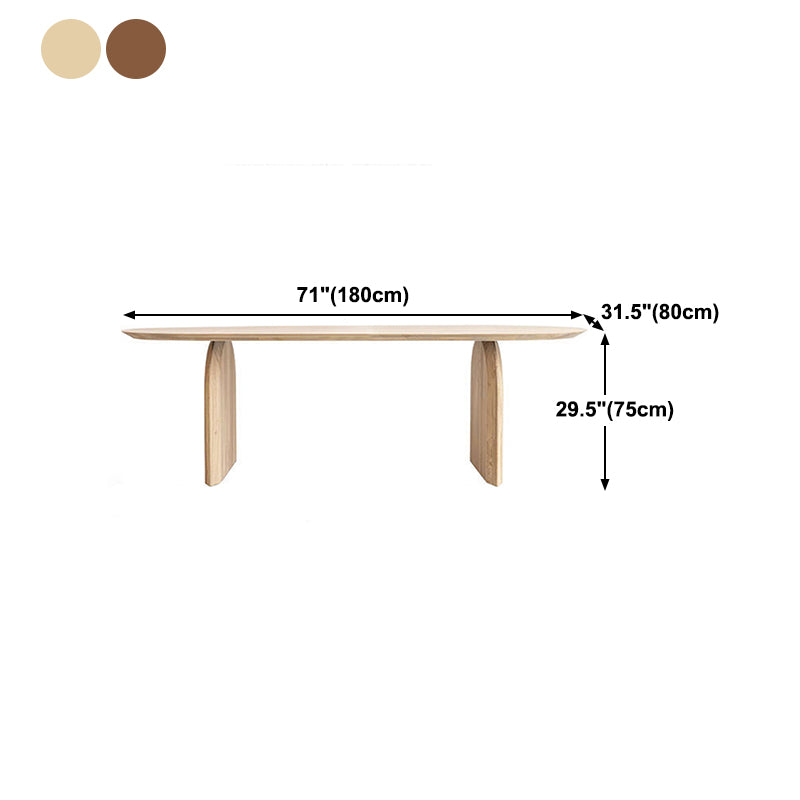 Oval Dining Table Pine Solid Wood Dining Table with Double Pedestal