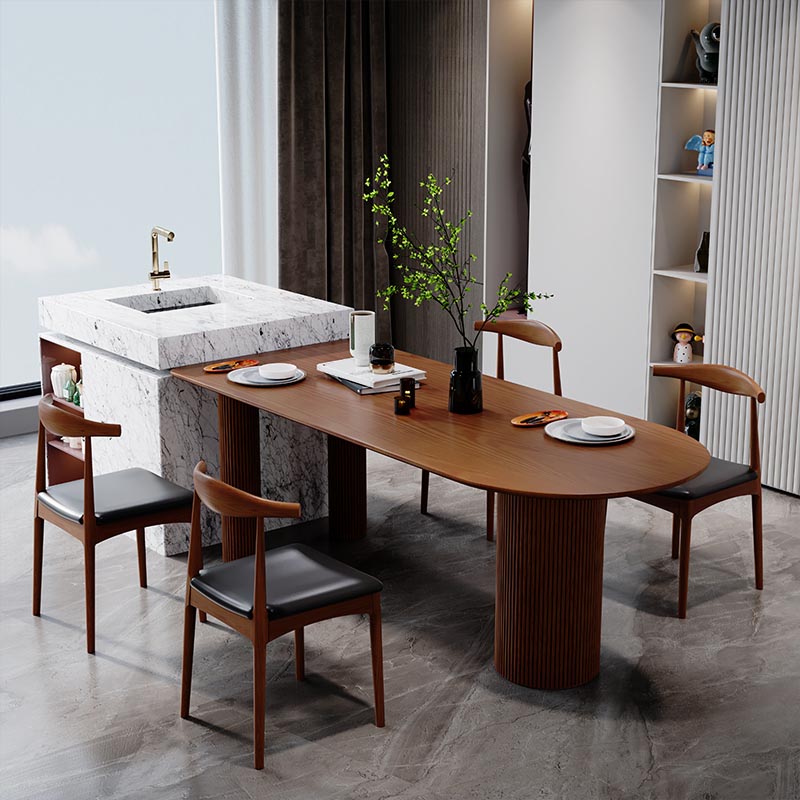 Freeform Solid Wood Dining Table Modern Furniture with Tripod Base for Office