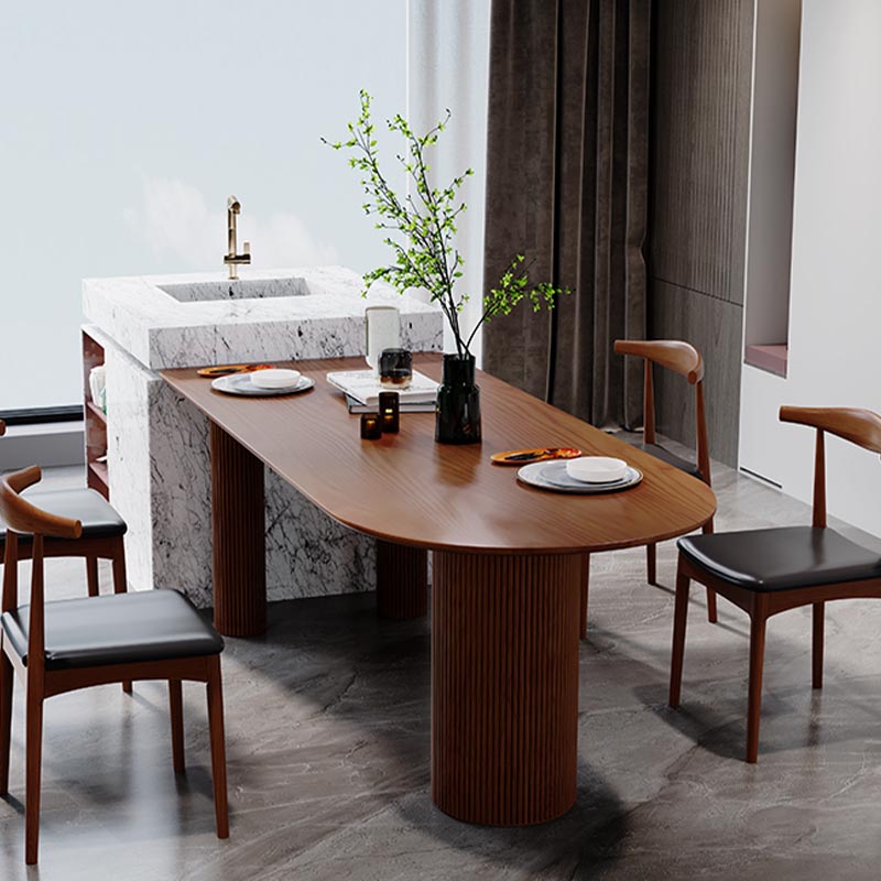 Freeform Solid Wood Dining Table Modern Furniture with Tripod Base for