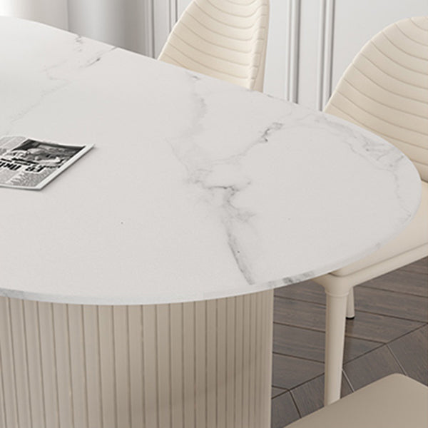 Oval Stone Top Dining Table Traditional Luxury Dining Table for Kitchen