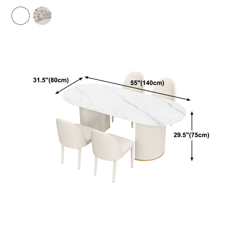 Oval Stone Top Dining Table Traditional Luxury Dining Table for Kitchen
