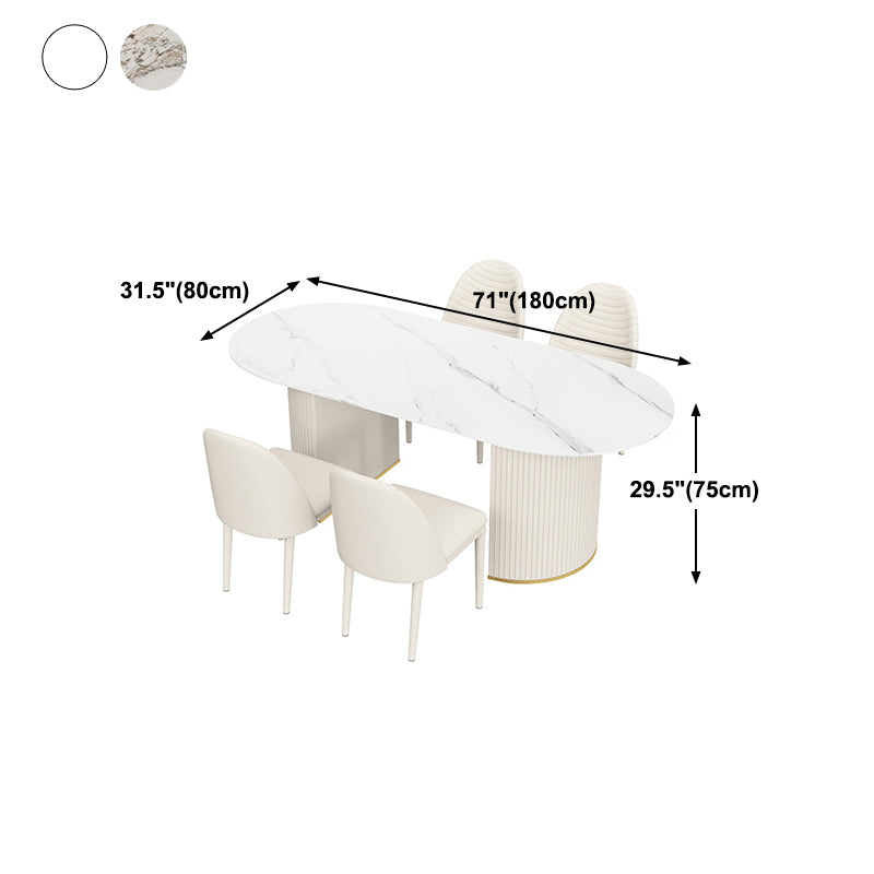 Oval Stone Top Dining Table Traditional Luxury Dining Table for Kitchen