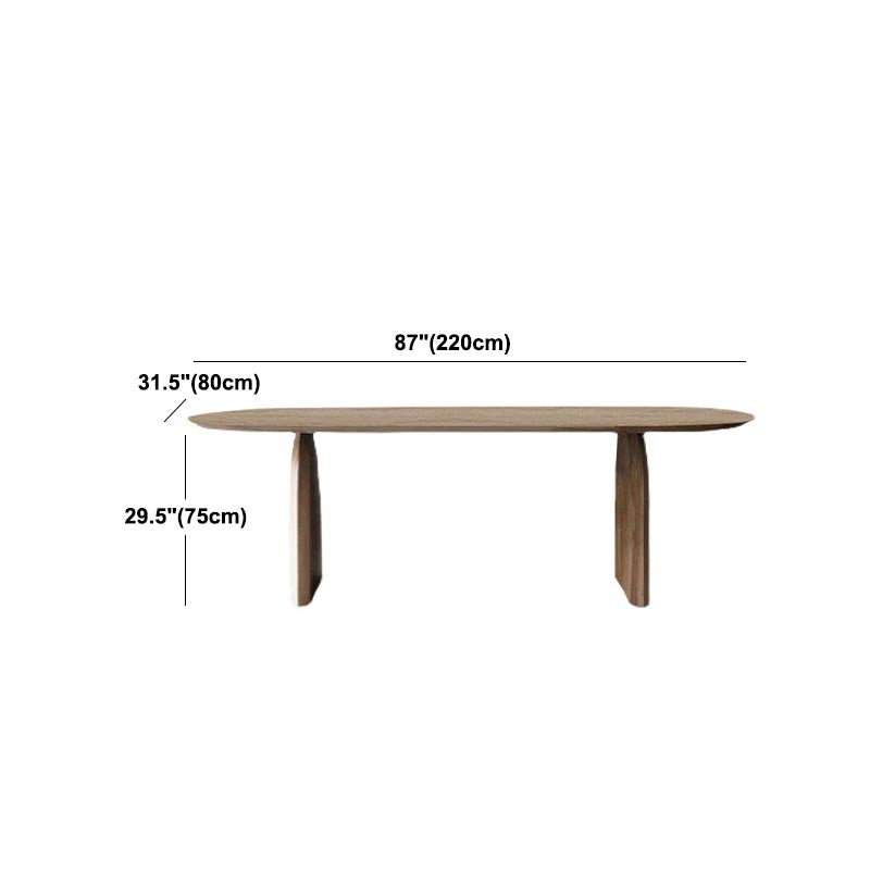 Oval Solid Wood Dining Table Modern Natural Furniture with Double Pedestal for Office