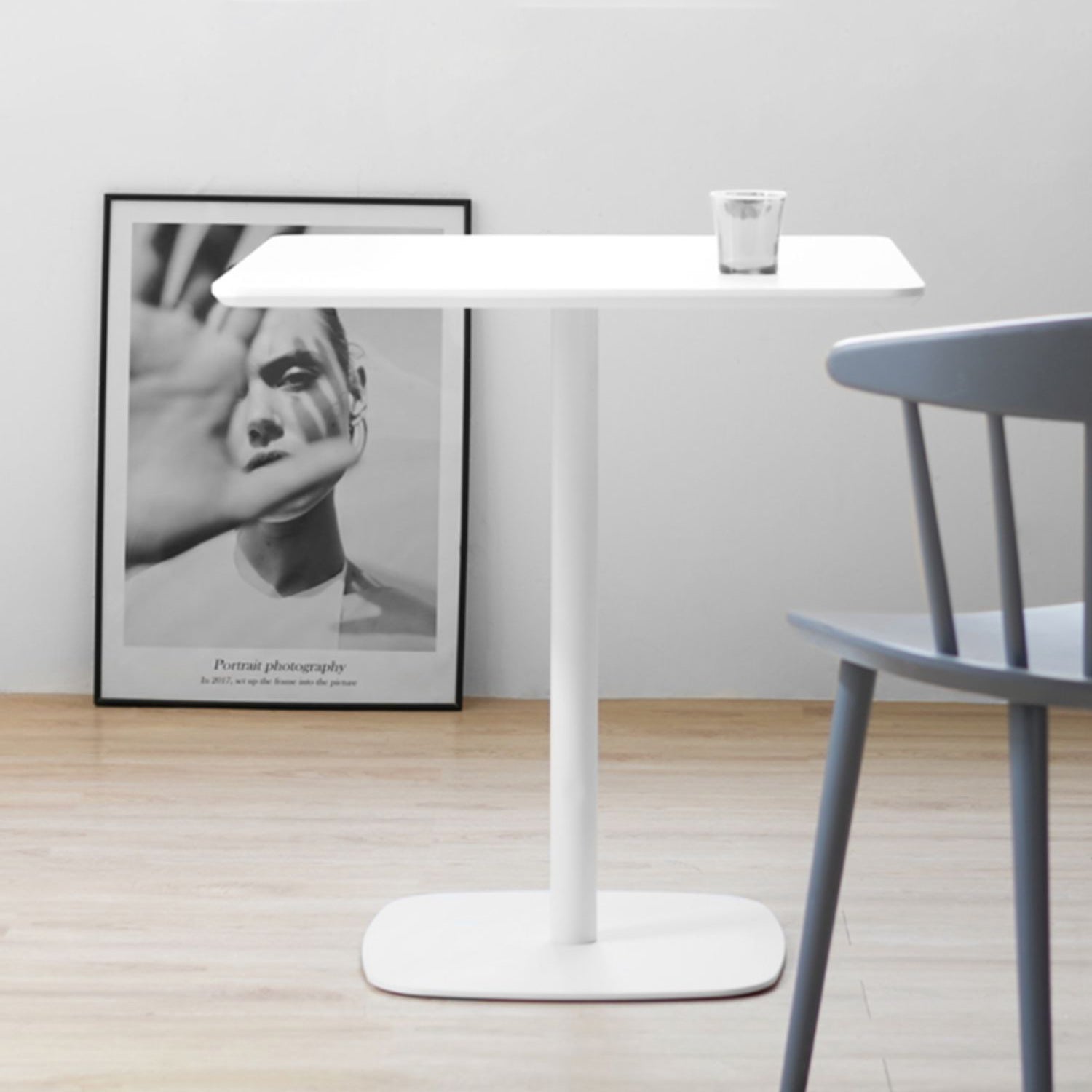 Square Dining Room Table Medium Density Fiberboard Table with Pedestal Base