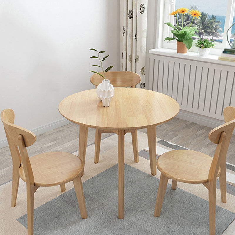 Oak Round Dining Table 4 Legs  Dining Table in Natural and Walnut