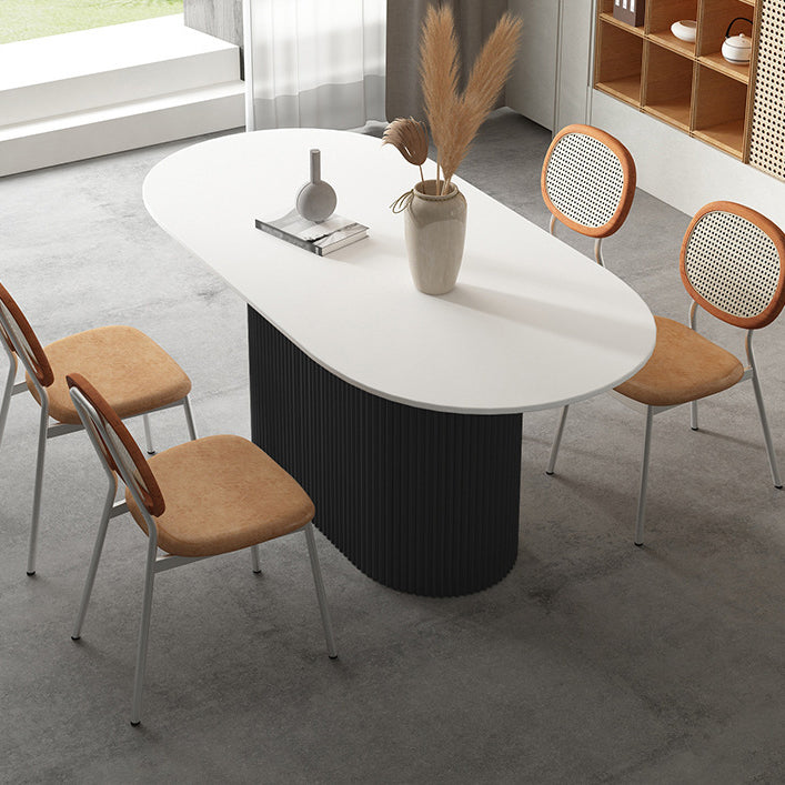 White Top Dining Table Contemporary Oval Dining Table with Pedestal Base