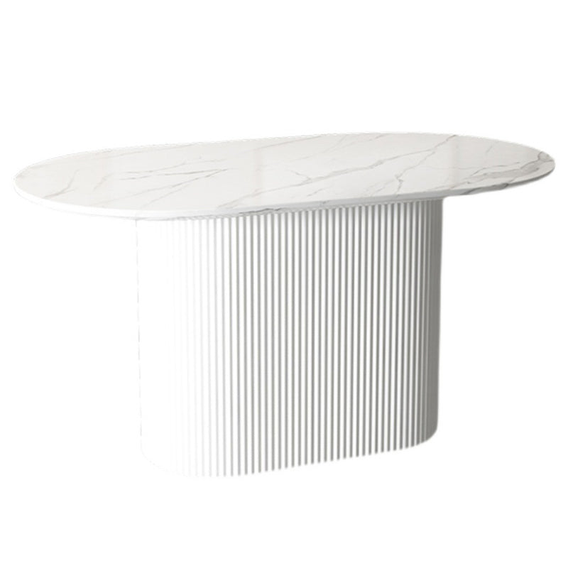 White Top Dining Table Contemporary Oval Dining Table with Pedestal Base