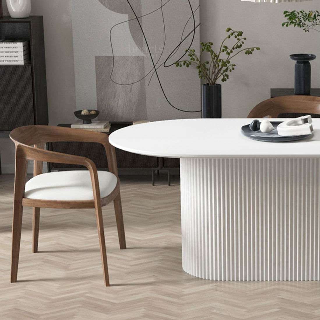 White Top Dining Table Contemporary Oval Dining Table with Pedestal Base