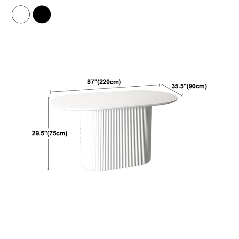 White Top Dining Table Contemporary Oval Dining Table with Pedestal Base