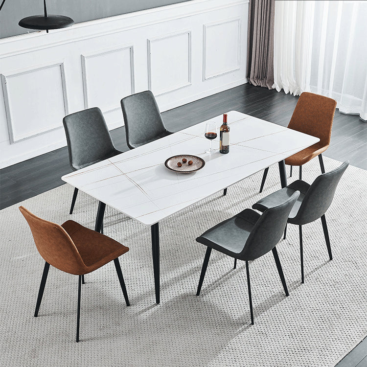 Rectangle Dining Table Industrial Stone Top Dining Table with 4 Legs