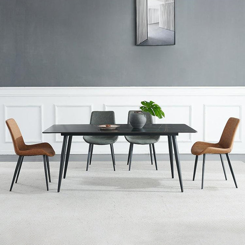 Rectangle Dining Table Industrial Stone Top Dining Table with 4 Legs