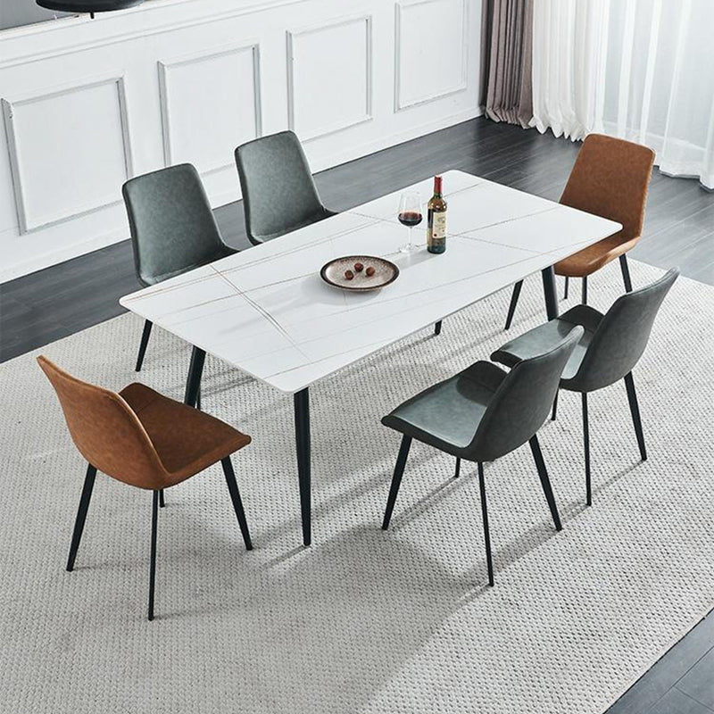 Rectangle Dining Table Industrial Stone Top Dining Table with 4 Legs