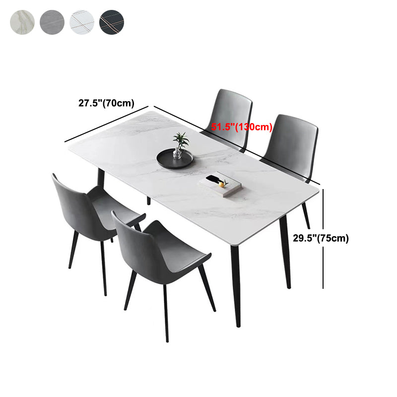 Rectangle Dining Table Industrial Stone Top Dining Table with 4 Legs