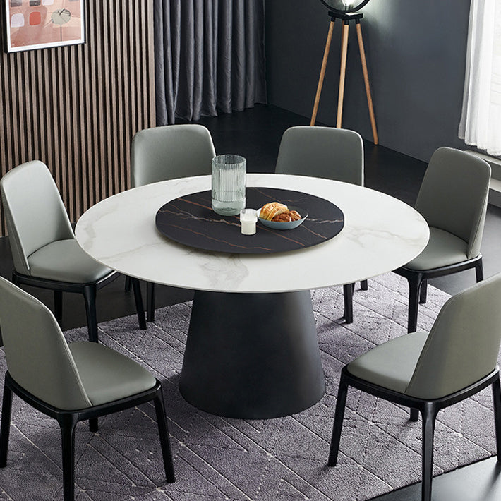 Round Sintered Stone Dining Table Modern Furniture with Pedestal Base for Home