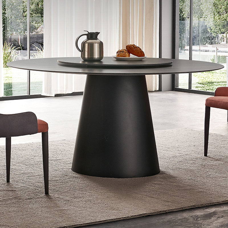 Round Sintered Stone Dining Table Modern Furniture with Pedestal Base for Home