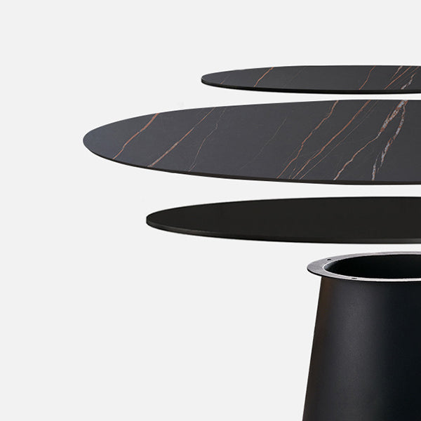 Round Sintered Stone Dining Table Modern Furniture with Pedestal Base for Home