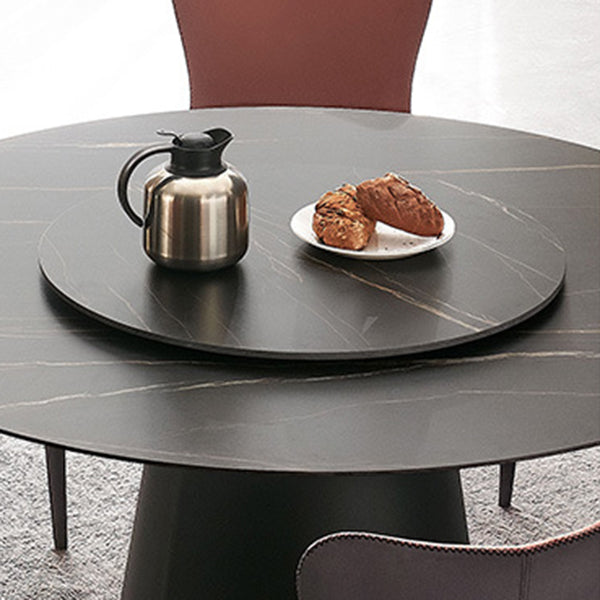 Round Sintered Stone Dining Table Modern Furniture with Pedestal Base for Home