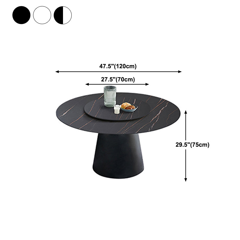 Round Sintered Stone Dining Table Modern Furniture with Pedestal Base for Home