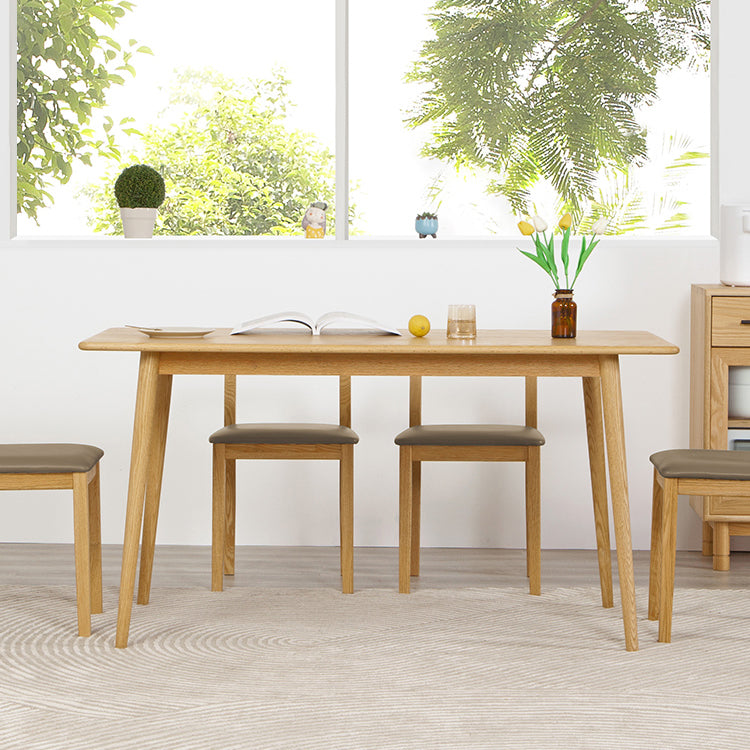 Rectangle Dining Table Solid Wood Dining Room Table in Natural