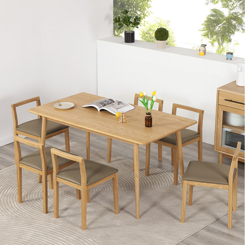 Rectangle Dining Table Solid Wood Dining Room Table in Natural