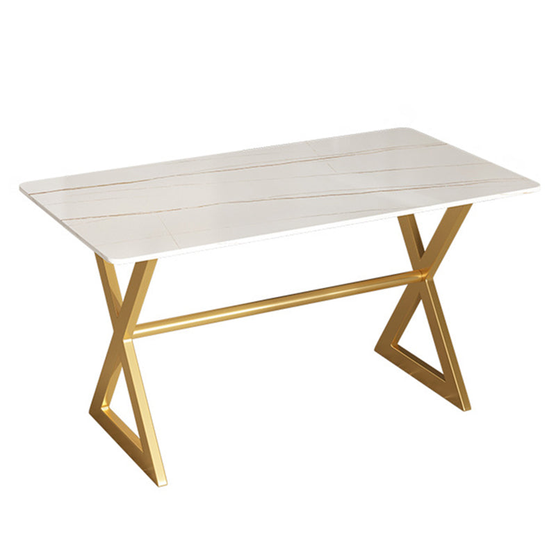 Rectangular Stone Dining Table Home Luxury Furniture with Double Pedestal in Matte Finish
