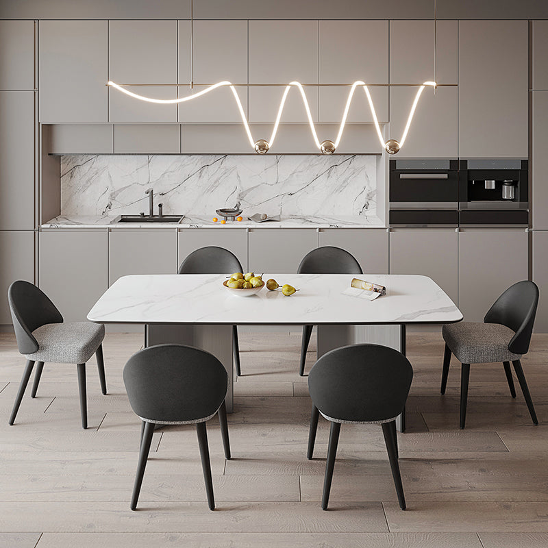 Rectangle Dining Table Stone Top Dining Table with Double Pedestal