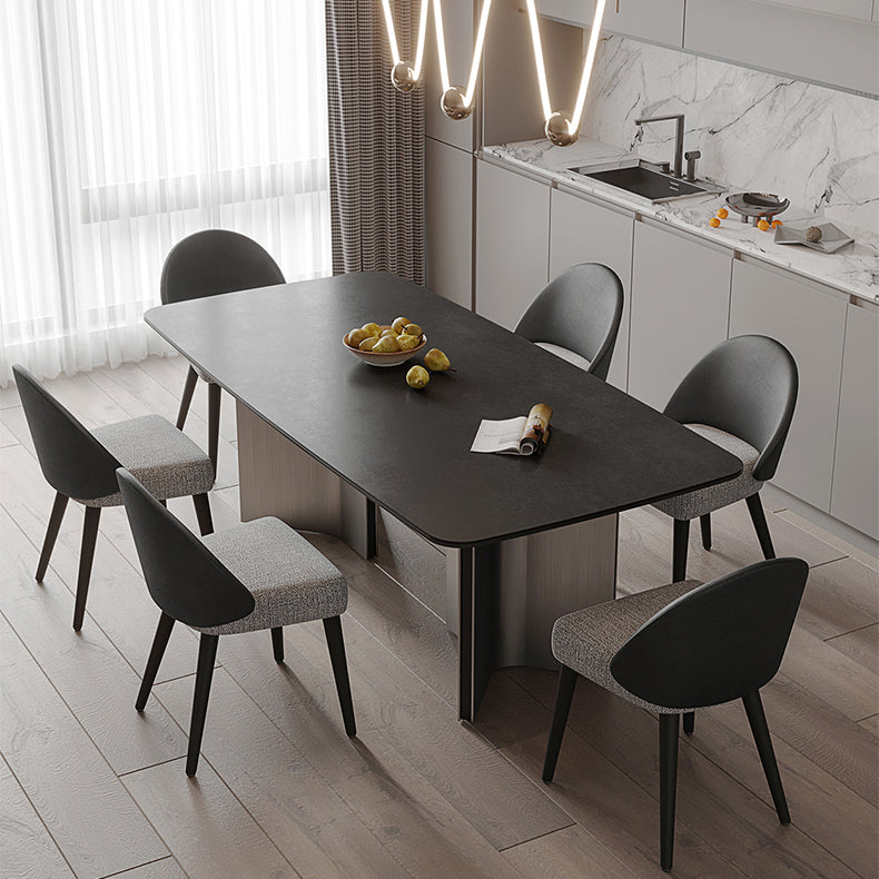 Rectangle Dining Table Stone Top Dining Table with Double Pedestal