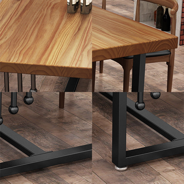 Pine Solid Wood Dining Table Rectangle Dining Table with Trestle Base