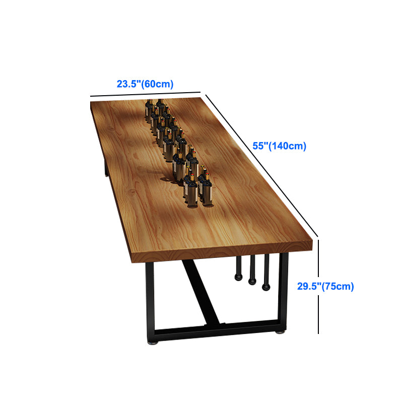 Pine Solid Wood Dining Table Rectangle Dining Table with Trestle Base
