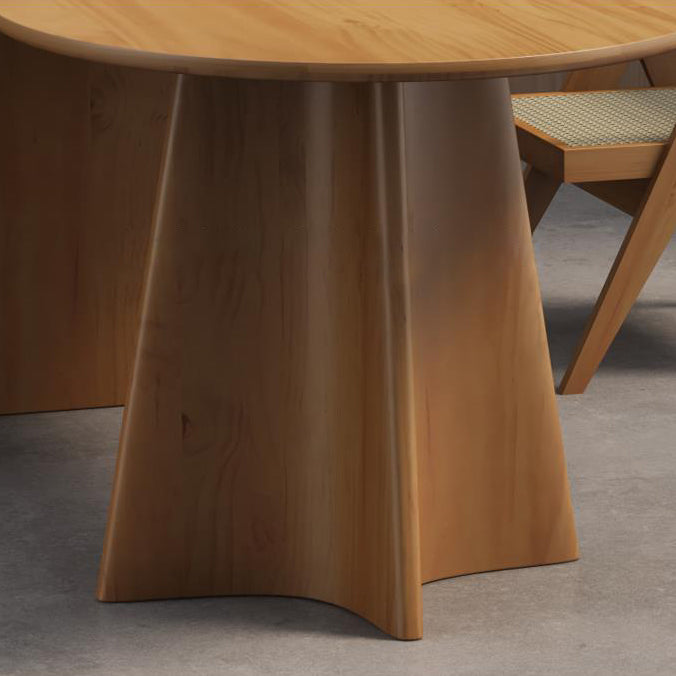 Oval Solid Wood Dining Table Modern Furniture with Double Pedestal in Matte Finish Indoors