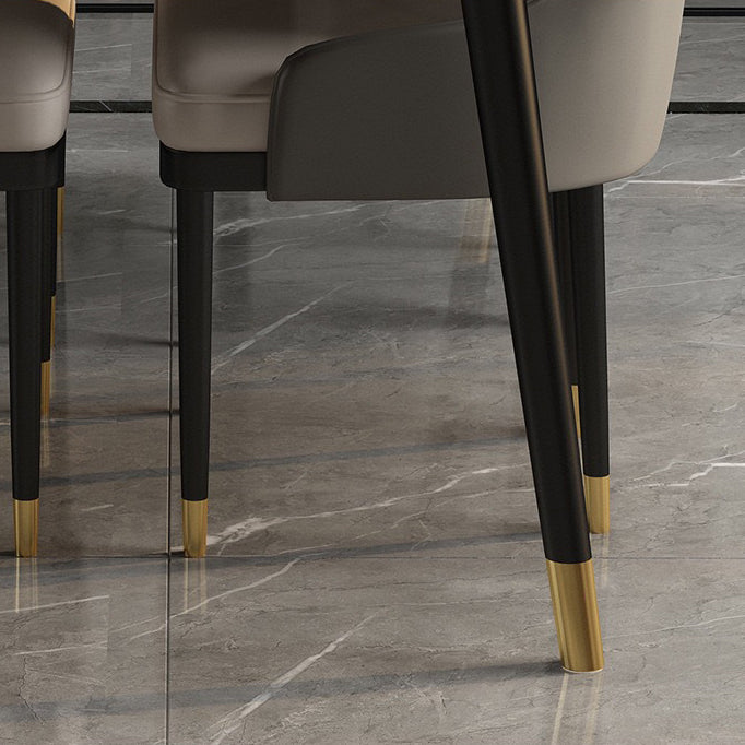 Rectangular Sintered Stone Dining Table Luxury White Furniture with Steel 4 Legs for Home