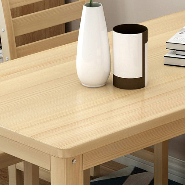 Rectangular Solid Wood Dining Table Modern White-natural Furniture with 4 Legs for Indoor