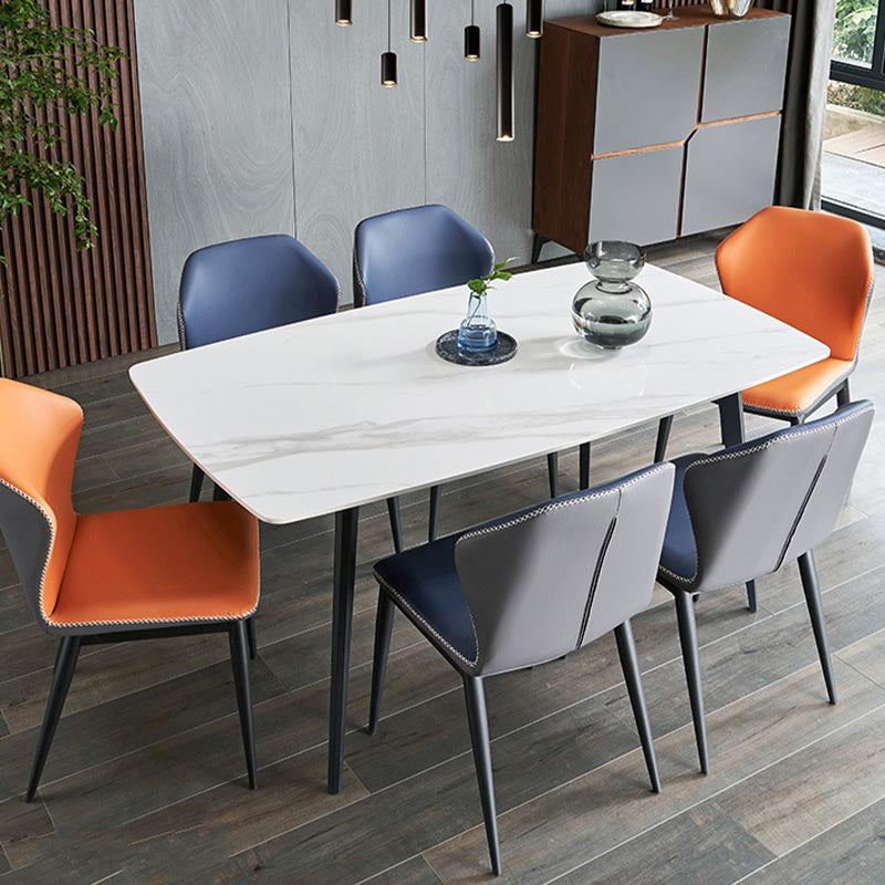 Rectangular Sintered Stone Dining Table Modern Furniture with 4 Legs in Matte Finish Home