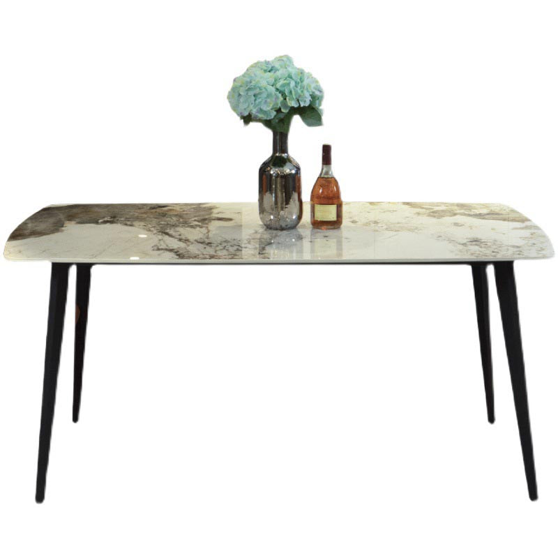 Rectangular Sintered Stone Dining Table Modern Furniture with 4 Legs in Matte Finish Home