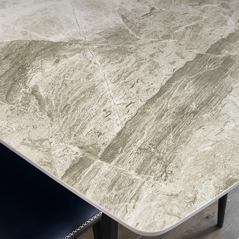 Rectangular Sintered Stone Dining Table Modern Furniture with 4 Legs in Matte Finish Home