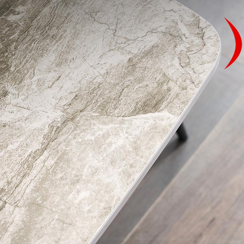 Rectangular Sintered Stone Dining Table Modern Furniture with 4 Legs in Matte Finish Home