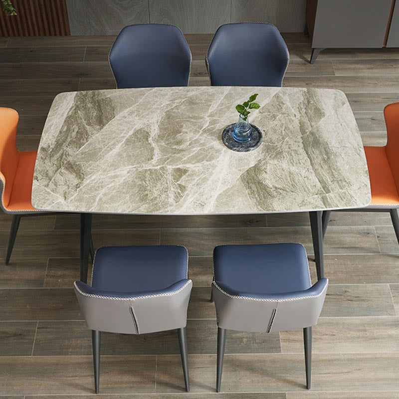 Rectangular Sintered Stone Dining Table Modern Furniture with 4 Legs in Matte Finish Home