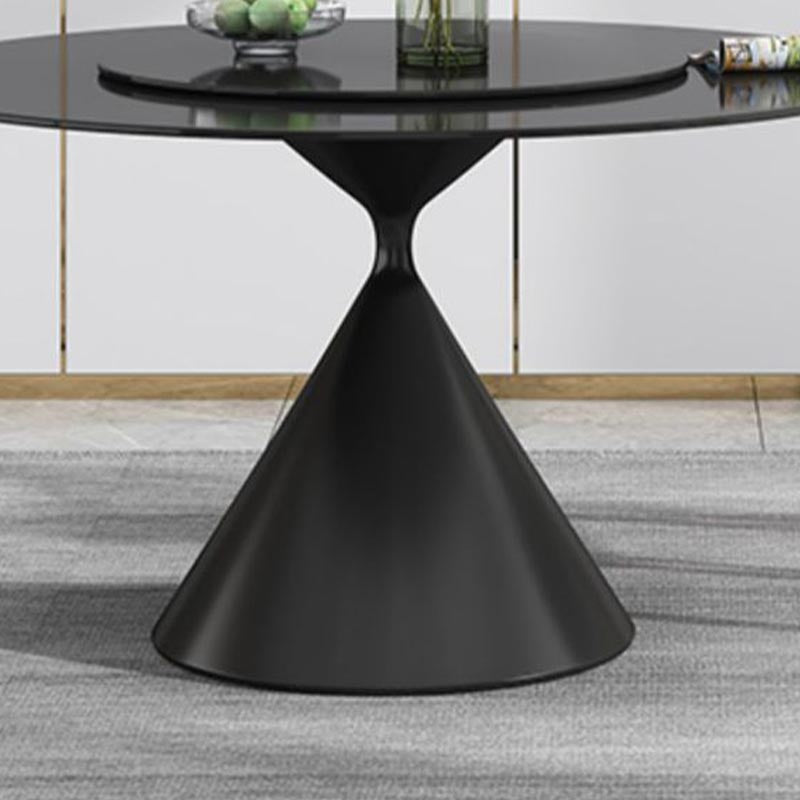 Round Sintered Stone Dining Table Modern Turntable Furniture with Pedestal Base