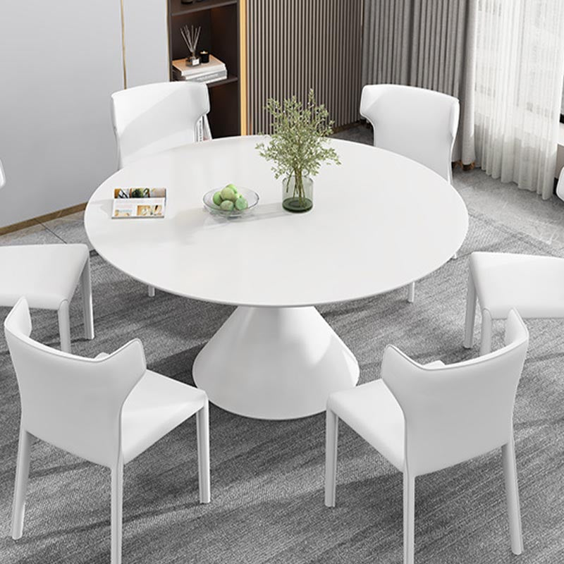 Round Sintered Stone Dining Table Modern Turntable Furniture with Pedestal Base
