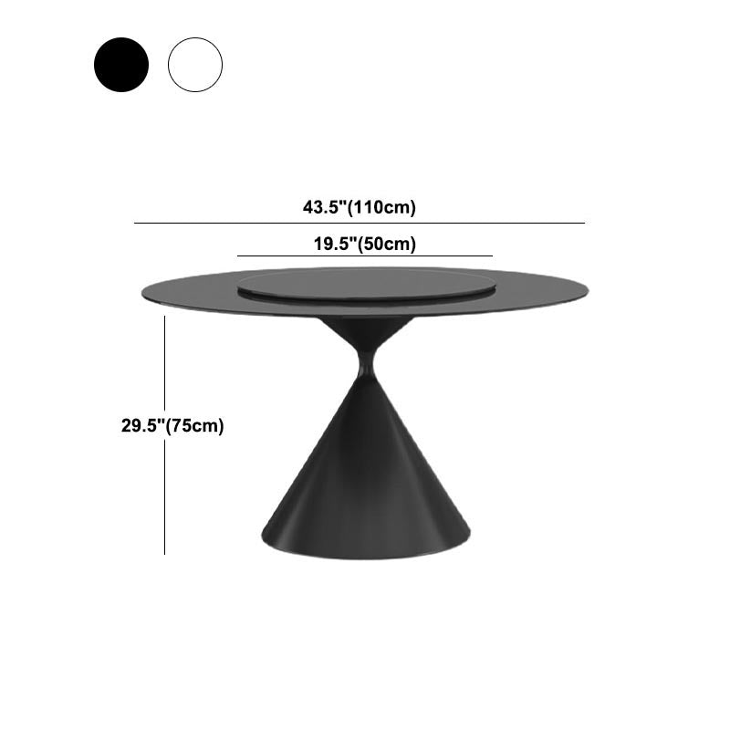 Round Sintered Stone Dining Table Modern Turntable Furniture with Pedestal Base