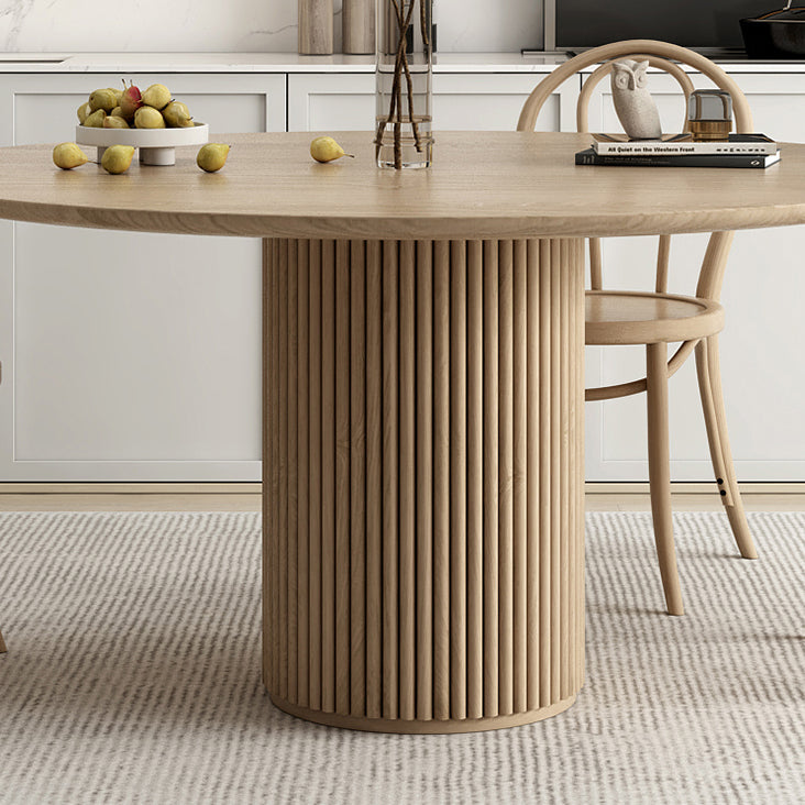 Pine Round Dining Table Contemporary Dining Table with Pedestal Base