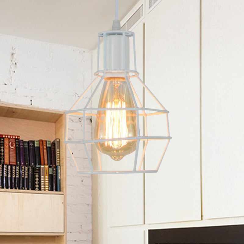Zilver/goud wereldwijd plafond armatuur loft stijlvol metaal 1 lichte coffeeshop hangende lamp met kooischaduw en koord