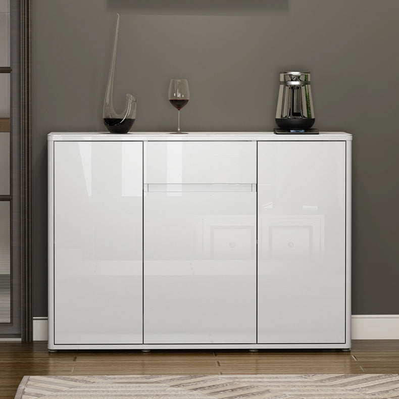 White Buffet Sideboard Stone and Engineered Wood Sideboard Table