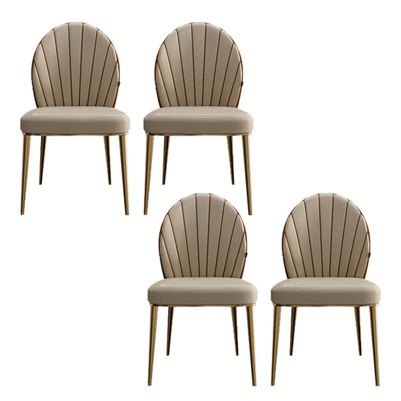 Armless Low Back Side Chair Metal Legs Faux Leather Dining Chairs