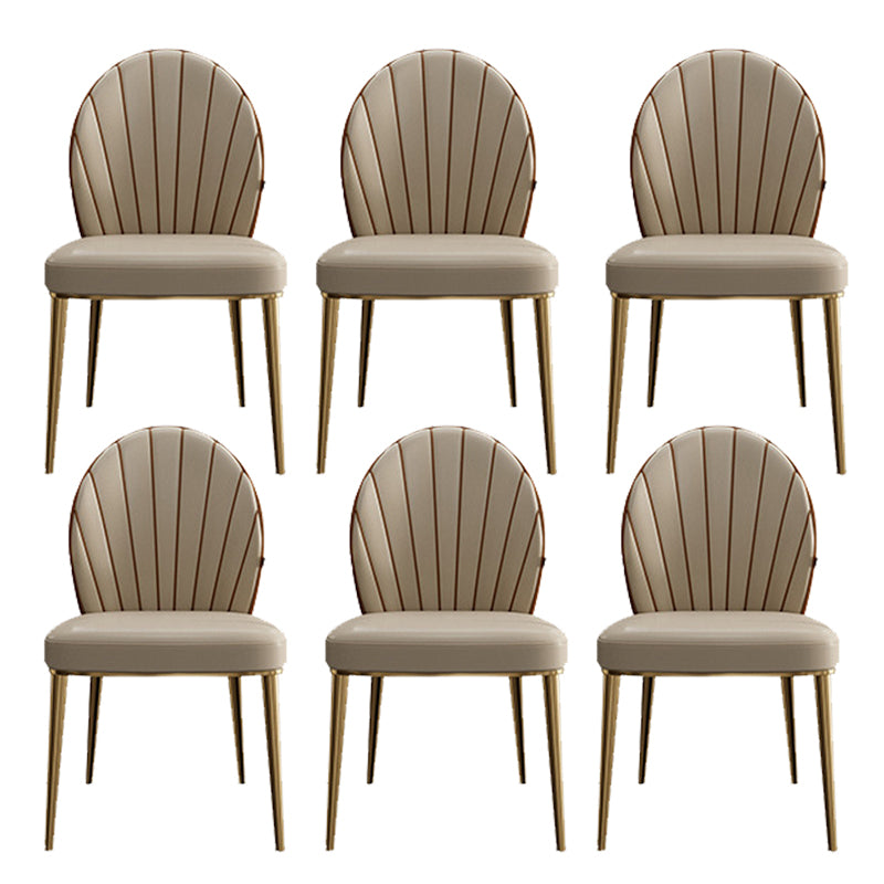 Armless Low Back Side Chair Metal Legs Faux Leather Dining Chairs