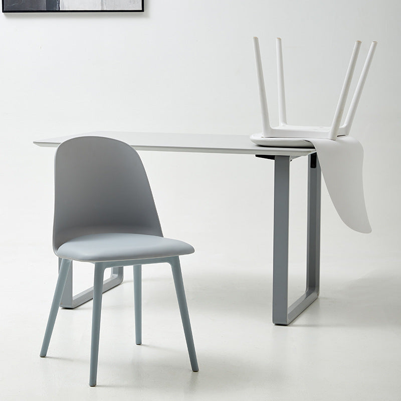 Modern Dining Chair Armless Dining Chair with Plastic Legs for Kitchen